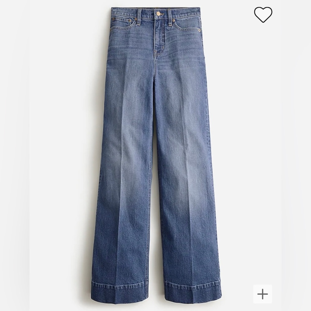 J Crew Five Pocket Wide Leg Blue Trouser Jeans Sz 31 $198